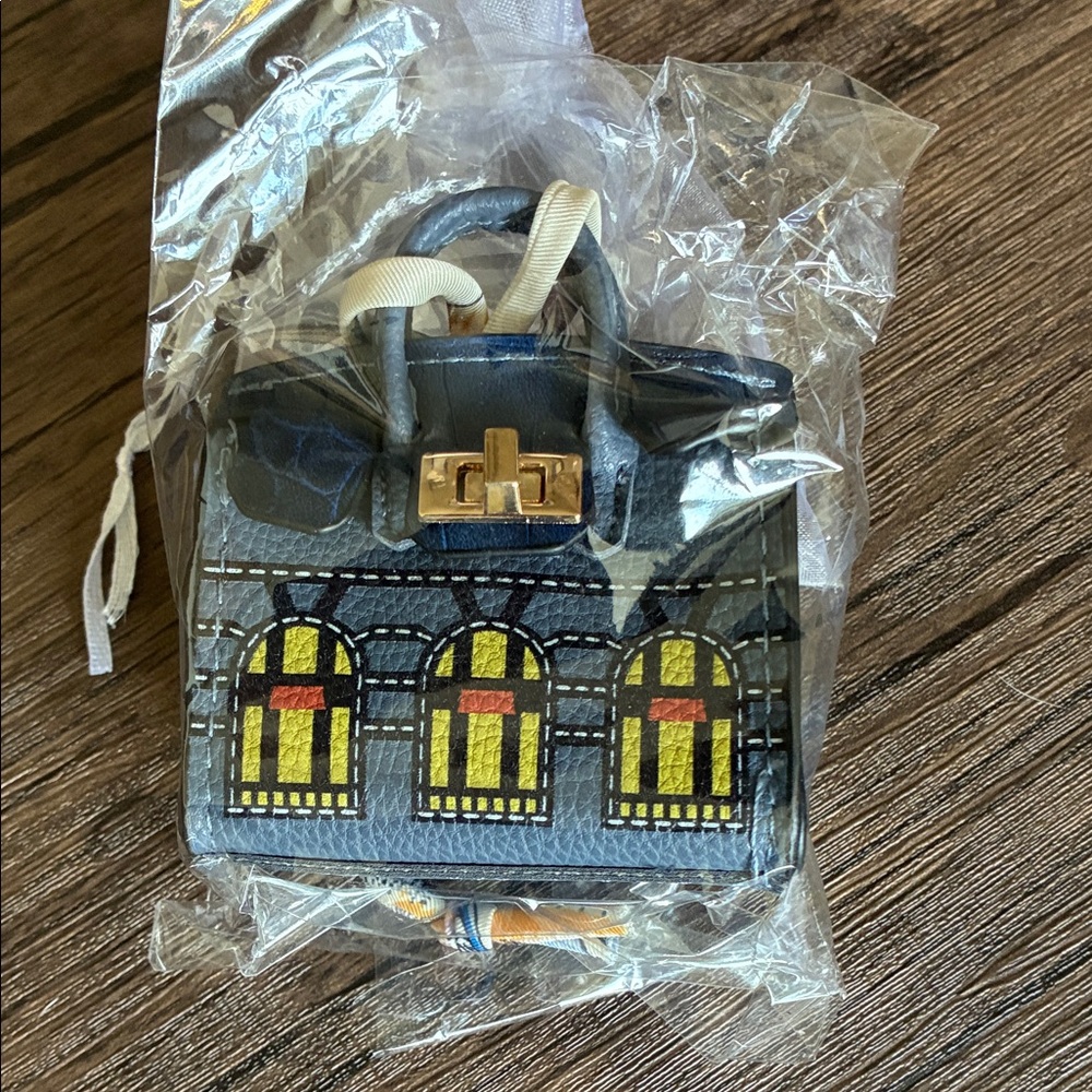 Blue Decorative Mini Key & Card Holder with Gold Hardware